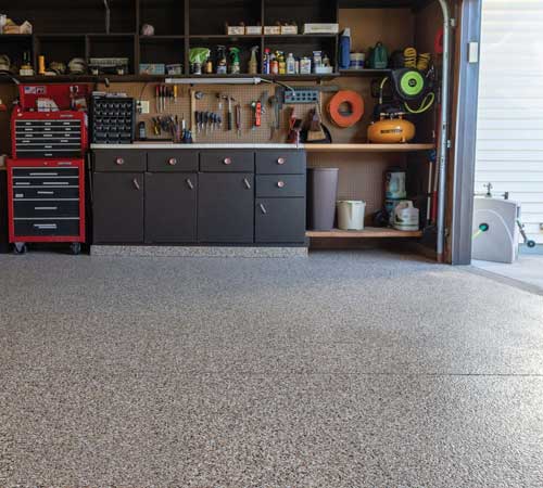 Brantford garage with epoxy and polyaspartic coatings