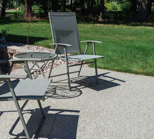 Patio with polyaspartic coating